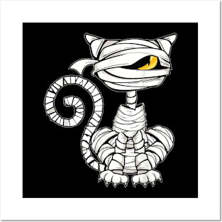 Black Cat Mummy Halloween Drawing Enthusiast Mummy Cat Posters and Art